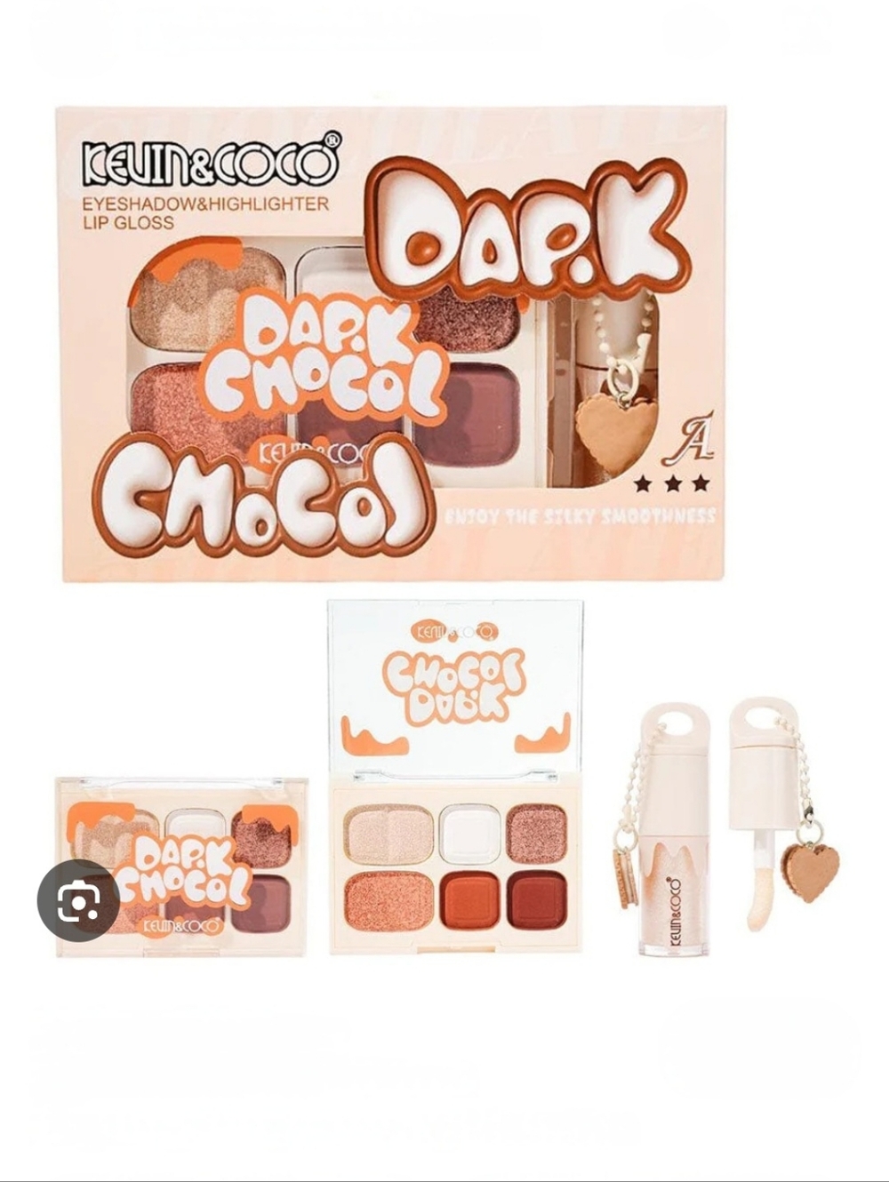Kevin & Coco Eyeshadow Highlighter Palette Plus Lip Gloss Box Set